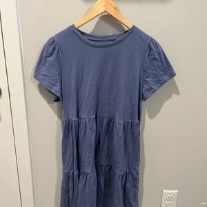 Gap Blue Short Sleeve Tiered tshirt Dress
